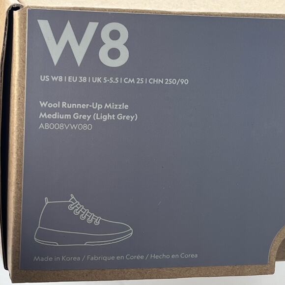 Allbirds Wool Runner-up Mizzles Water-Repellent Sneakers Medium Gray Women 8 NWB - Picture 10 of 10